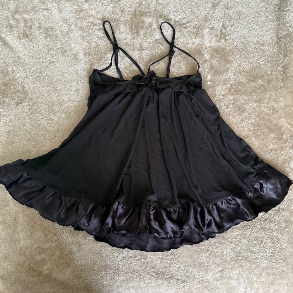 Rene rofe Elegant Black mesh Satin lingerie Size M/L